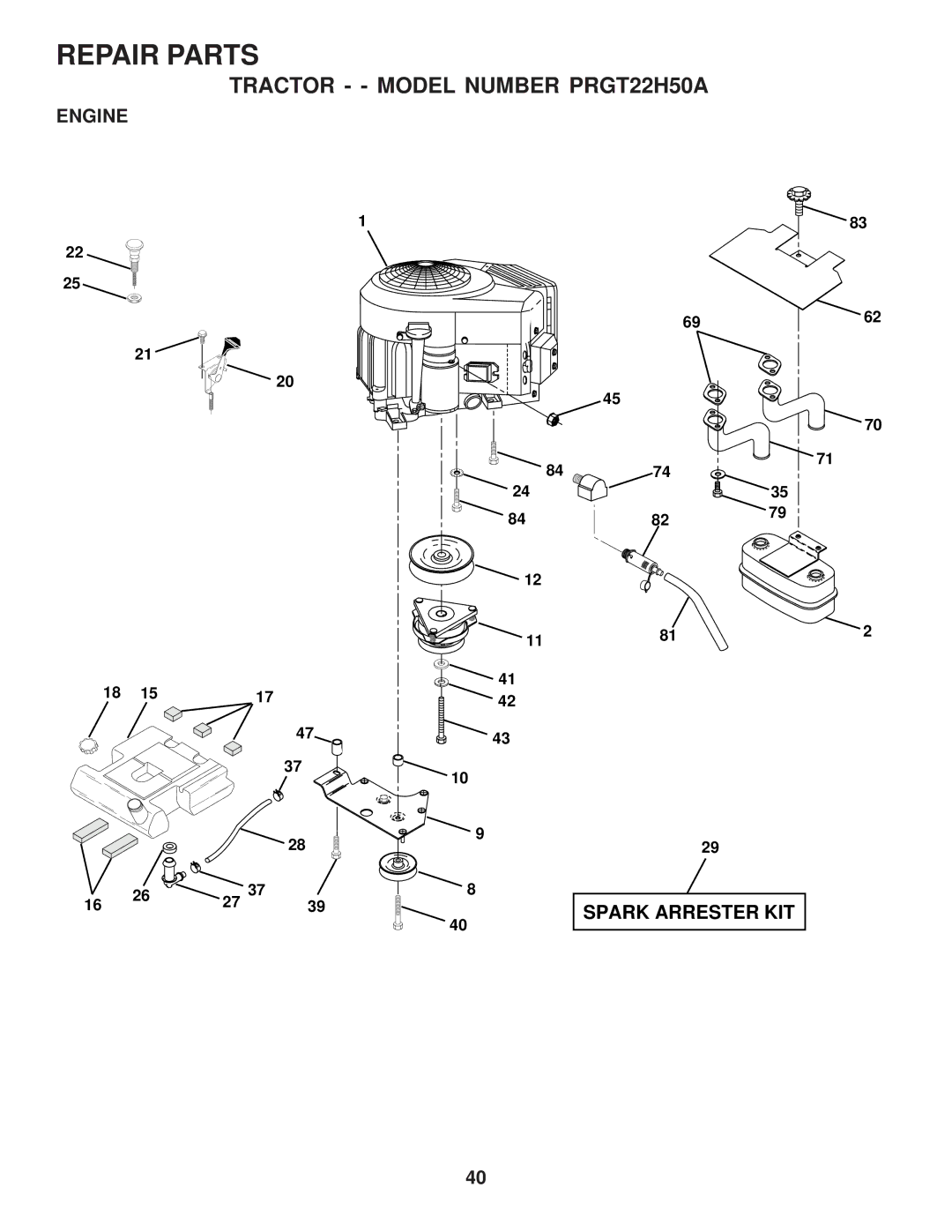 Poulan 176873 owner manual Spark Arrester KIT 