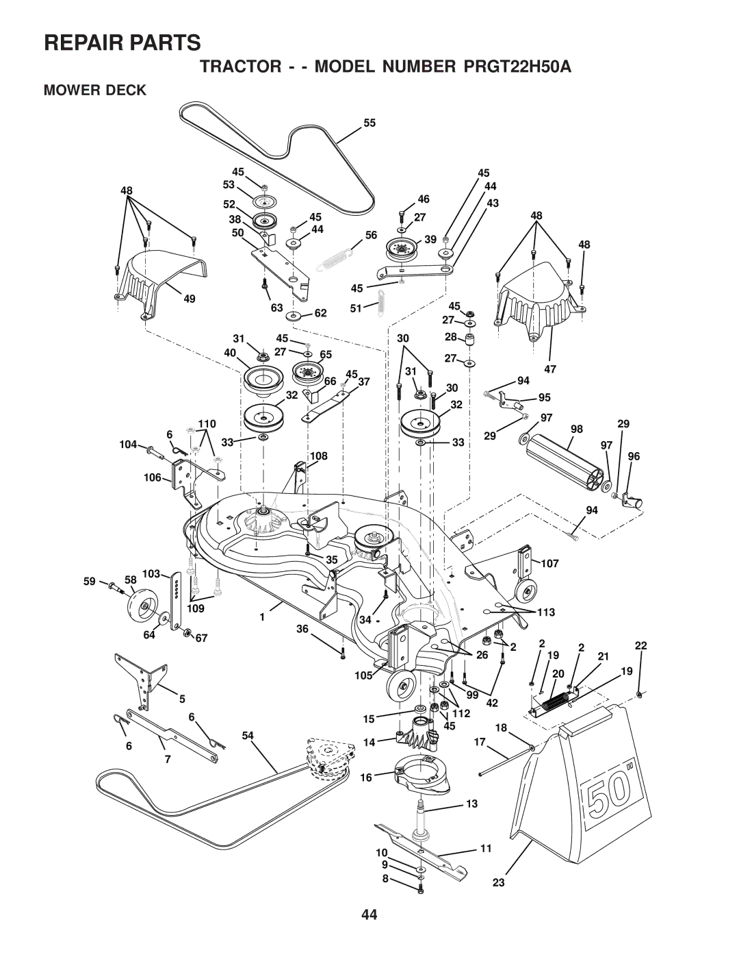 Poulan 176873 owner manual Mower Deck 