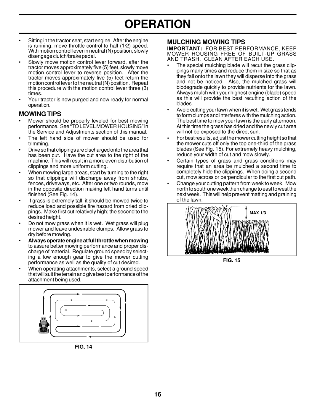 Poulan 176975 owner manual Mulching Mowing Tips 