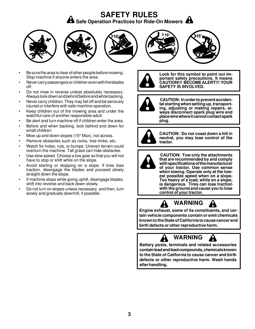 Poulan 176975 owner manual Safety Rules 