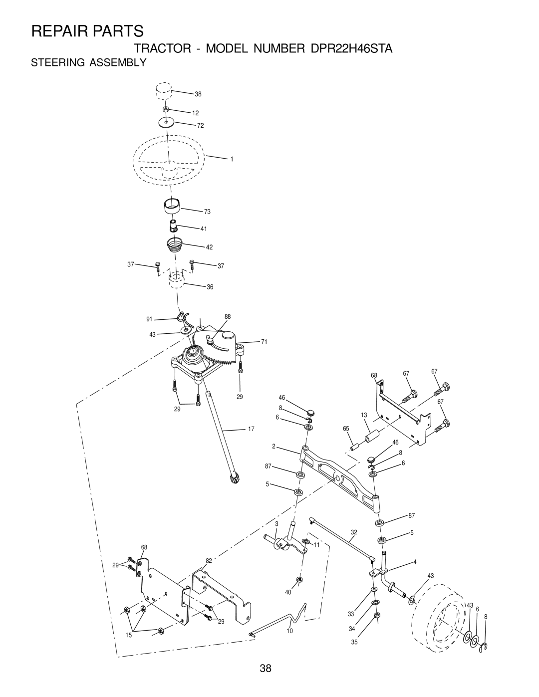 Poulan 176975 owner manual Steering Assembly 