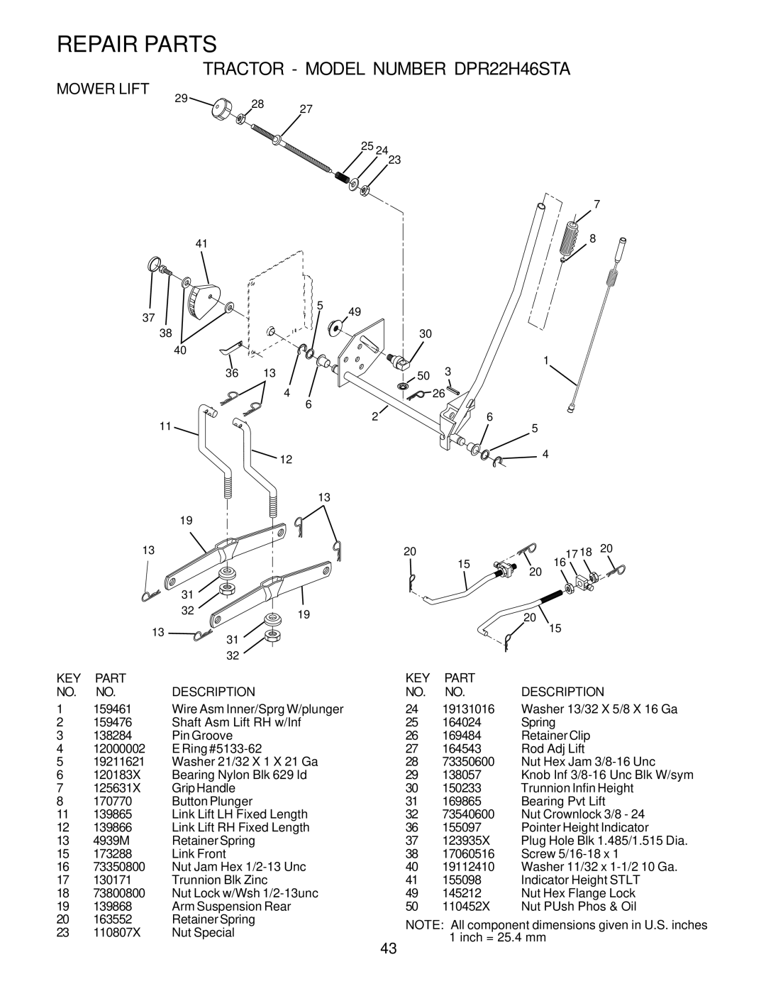 Poulan 176975 owner manual Mower Lift 