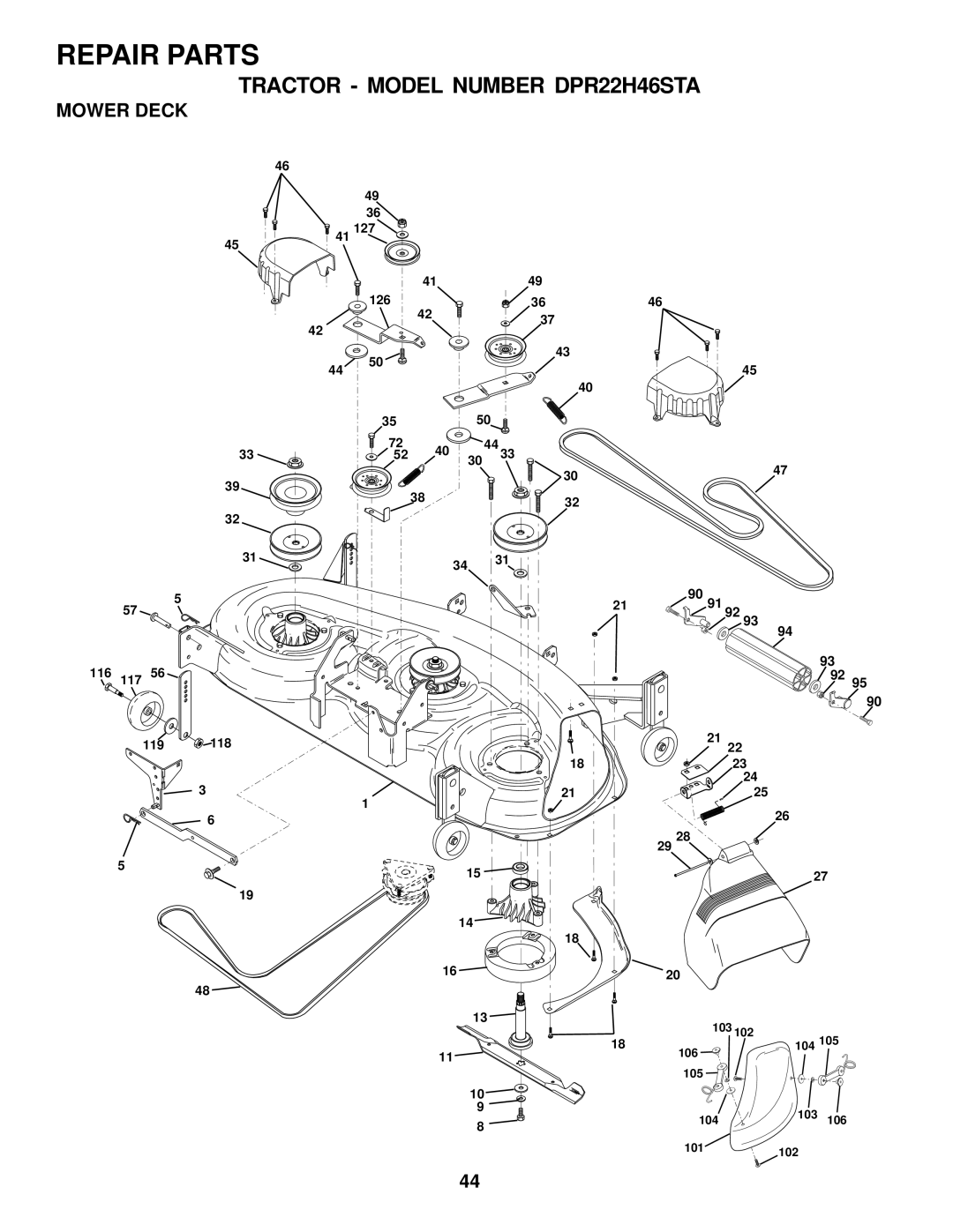 Poulan 176975 owner manual Mower Deck 