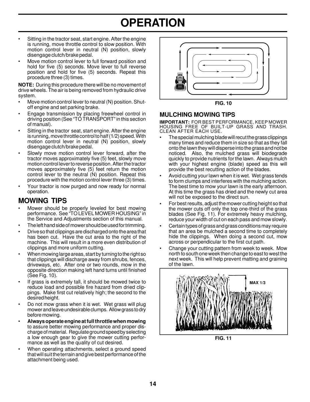 Poulan 177029 owner manual Mulching Mowing Tips 