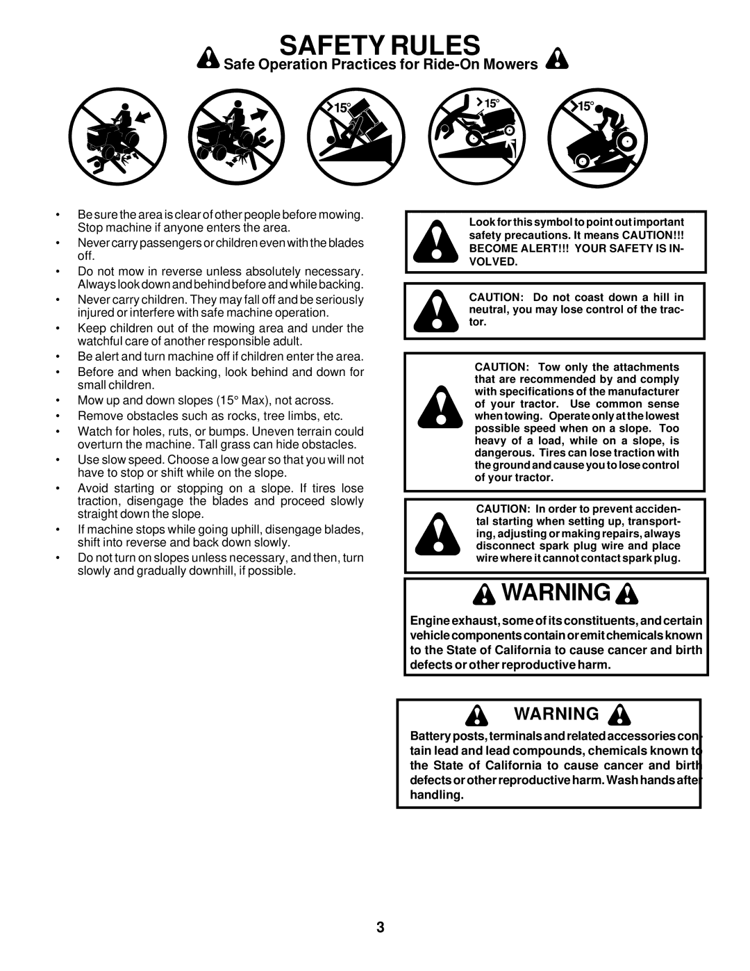 Poulan 177029 owner manual Become ALERT!!! Your Safety is IN- Volved 