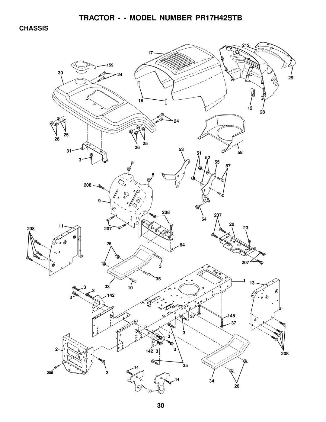 Poulan 177029 owner manual Chassis 