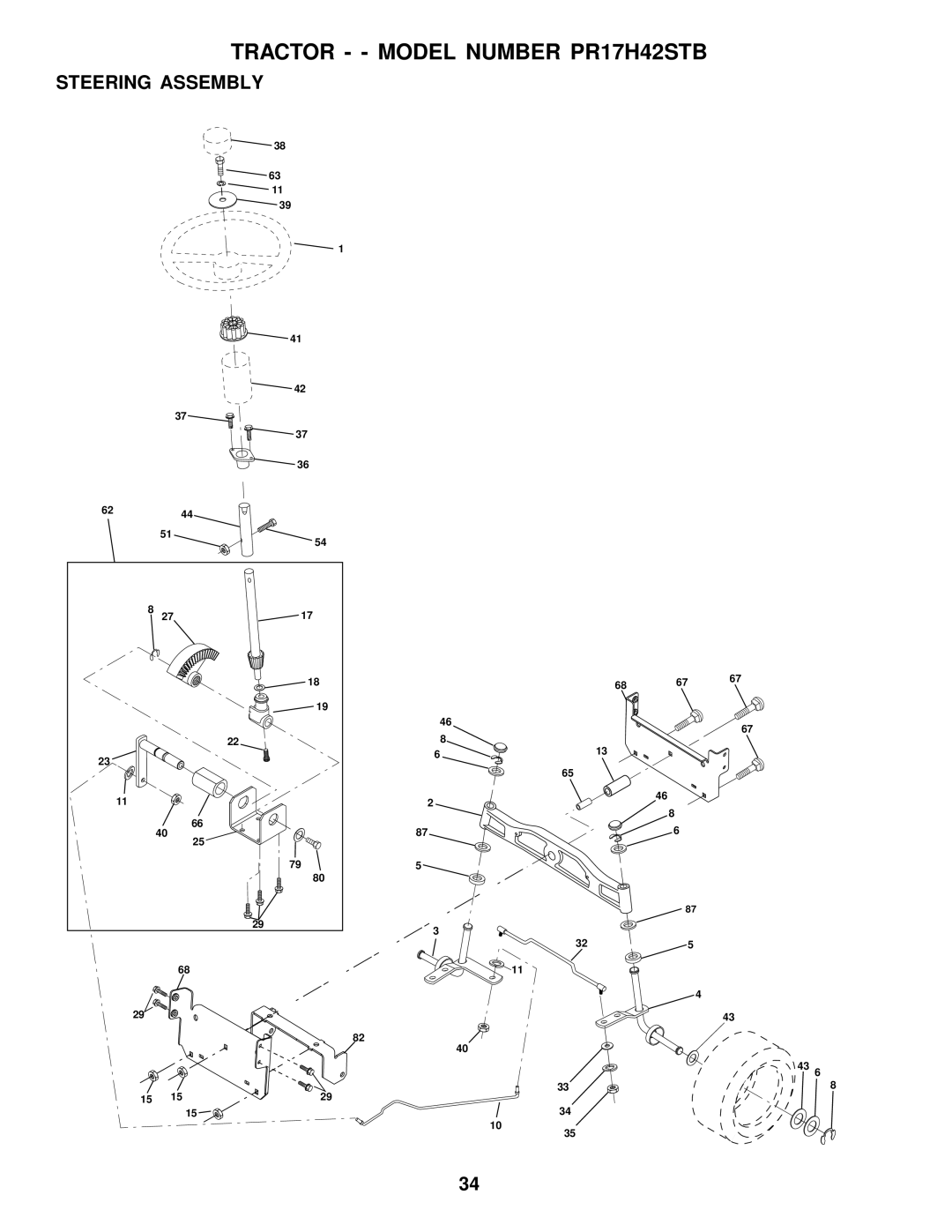 Poulan 177029 owner manual Steering Assembly 