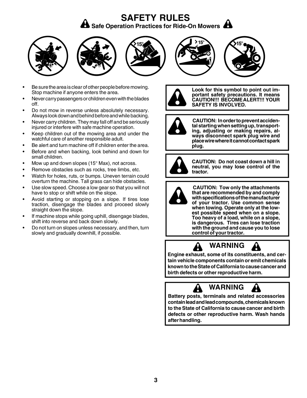 Poulan 177167 owner manual Safety Rules 