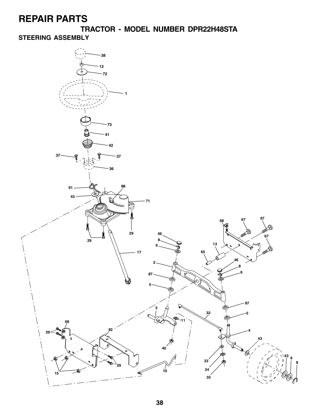 Poulan 177167 owner manual Steering Assembly 