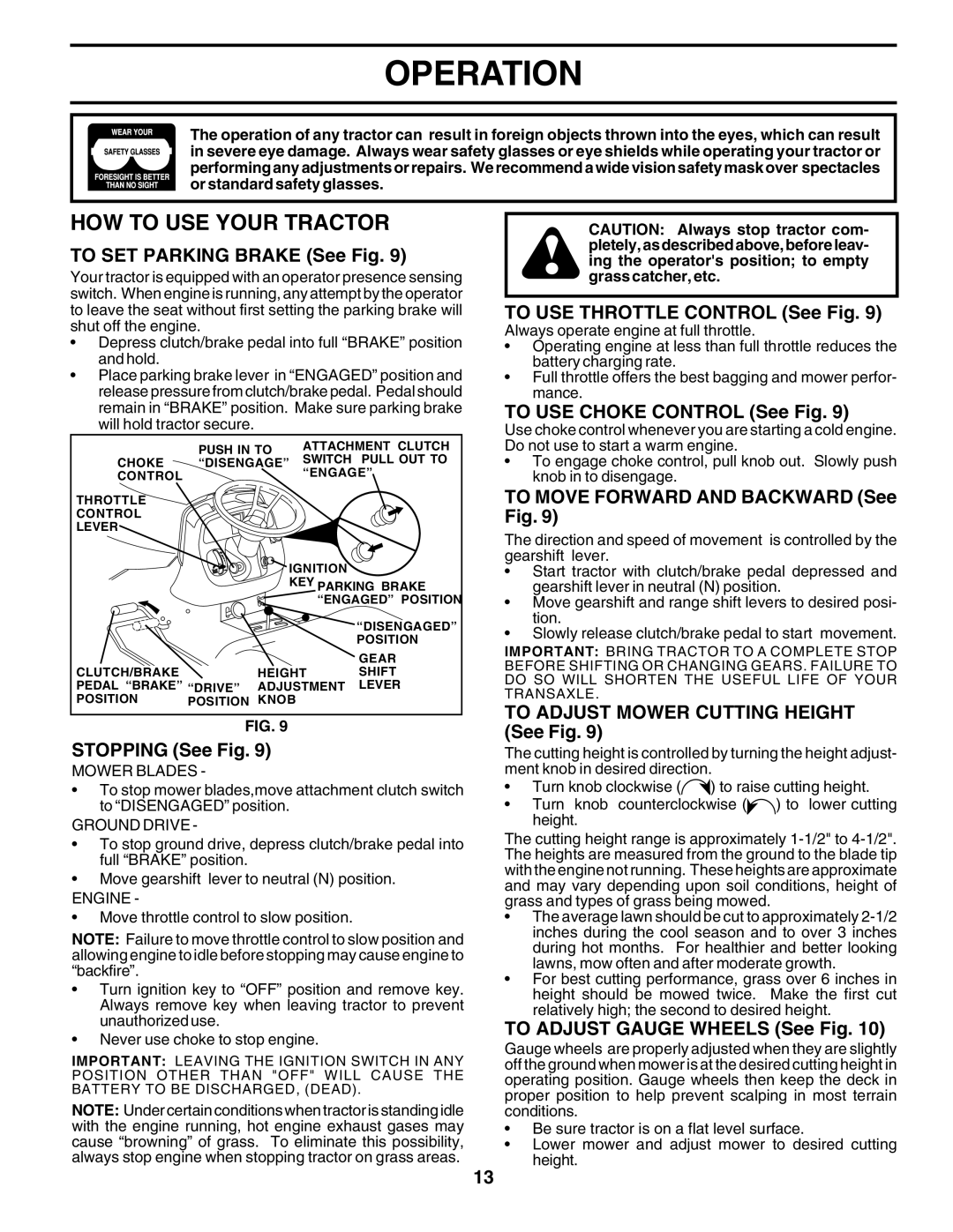 Poulan 177271 owner manual HOW to USE Your Tractor, To Adjust Mower Cutting Height 