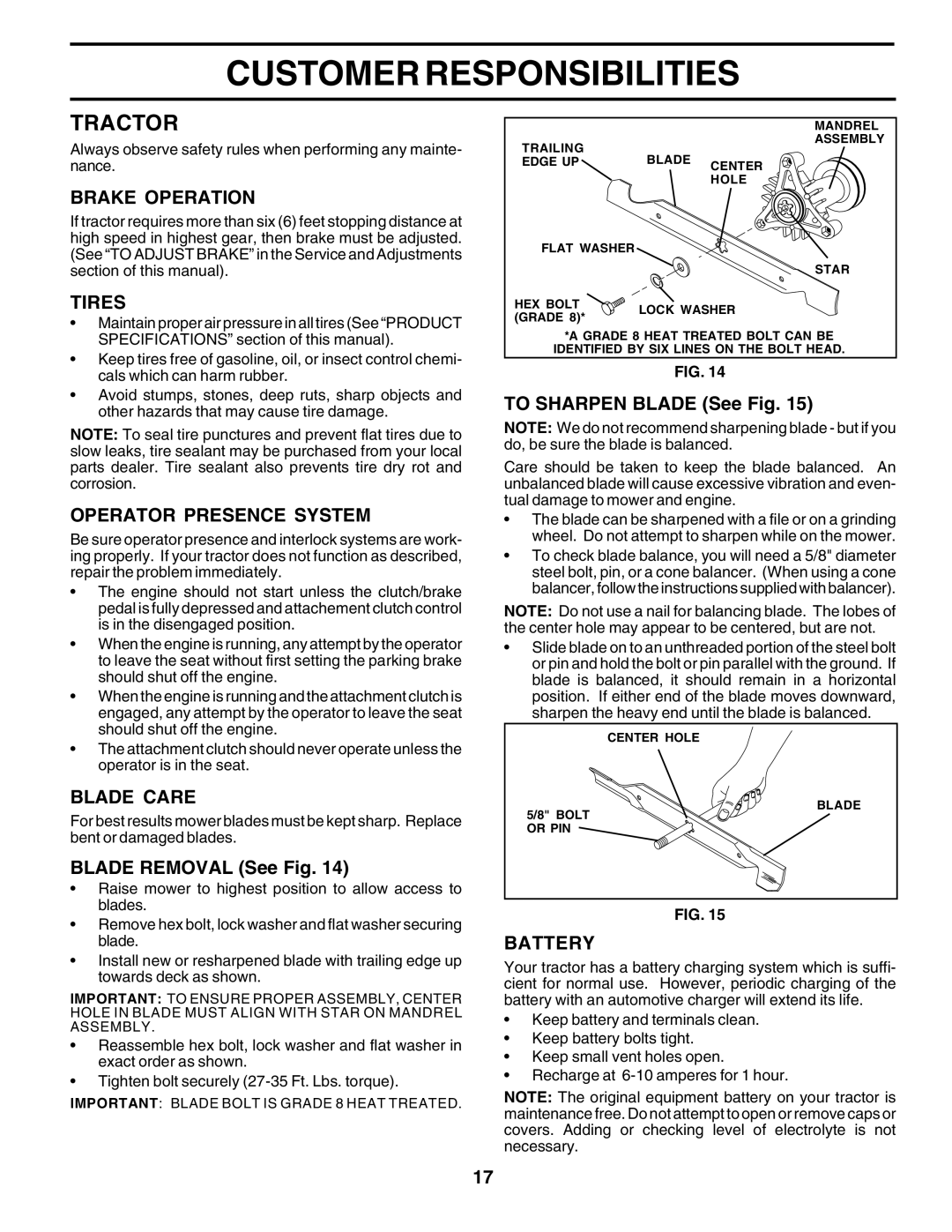 Poulan 177271 owner manual Tractor 