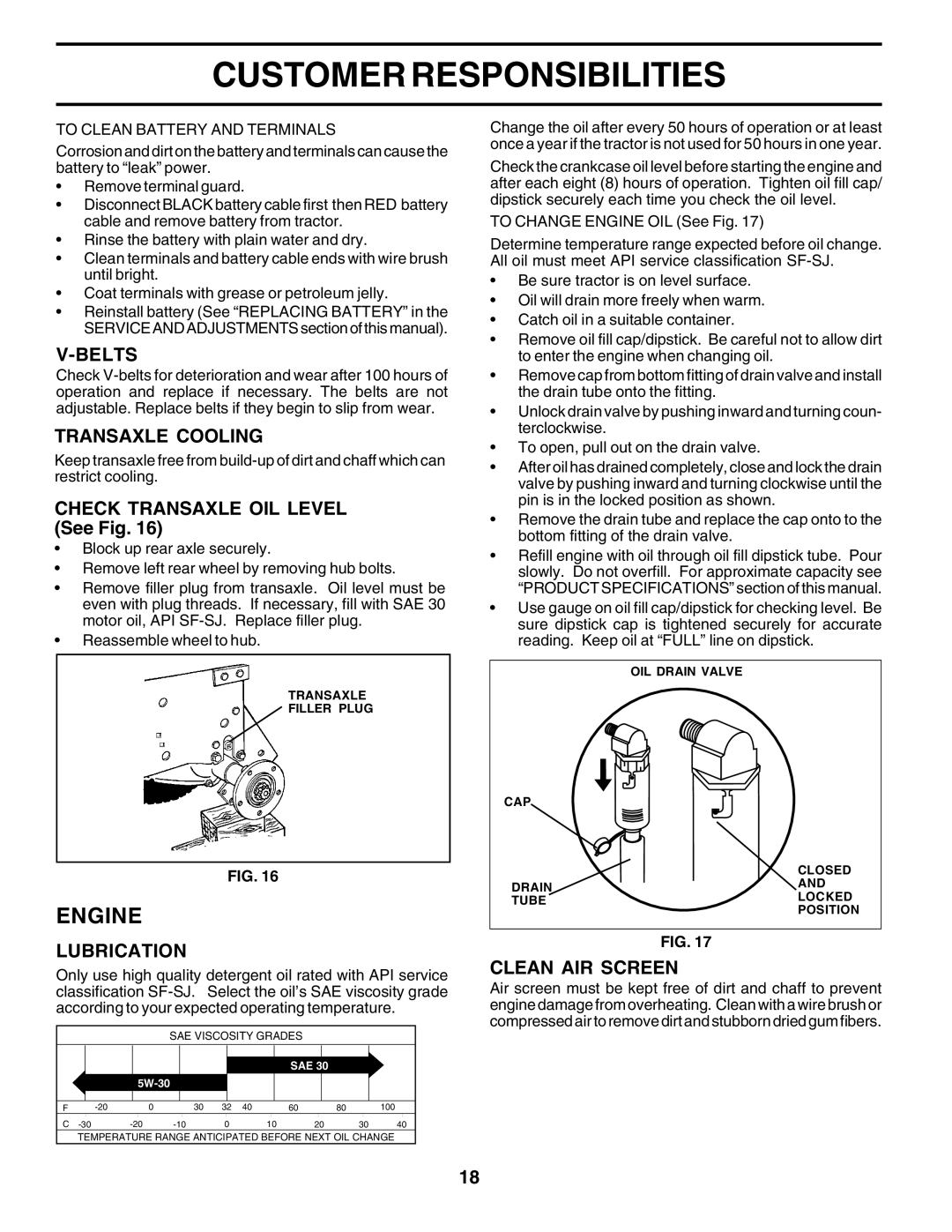 Poulan 177271 owner manual Engine, Belts, Transaxle Cooling, Lubrication, Clean AIR Screen 