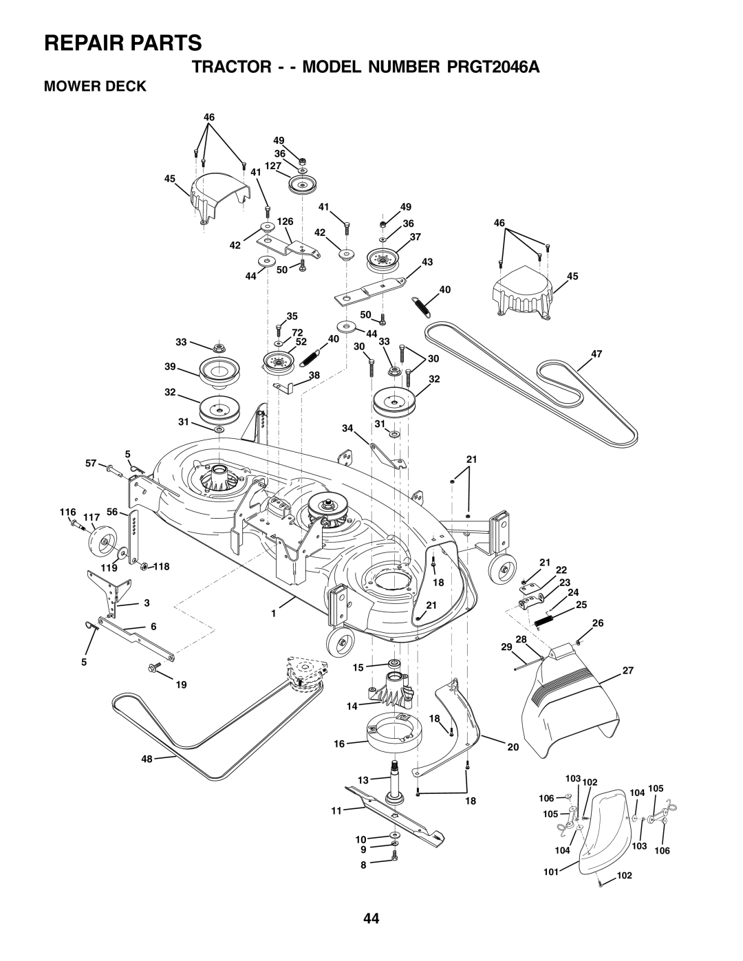 Poulan 177271 owner manual Mower Deck 