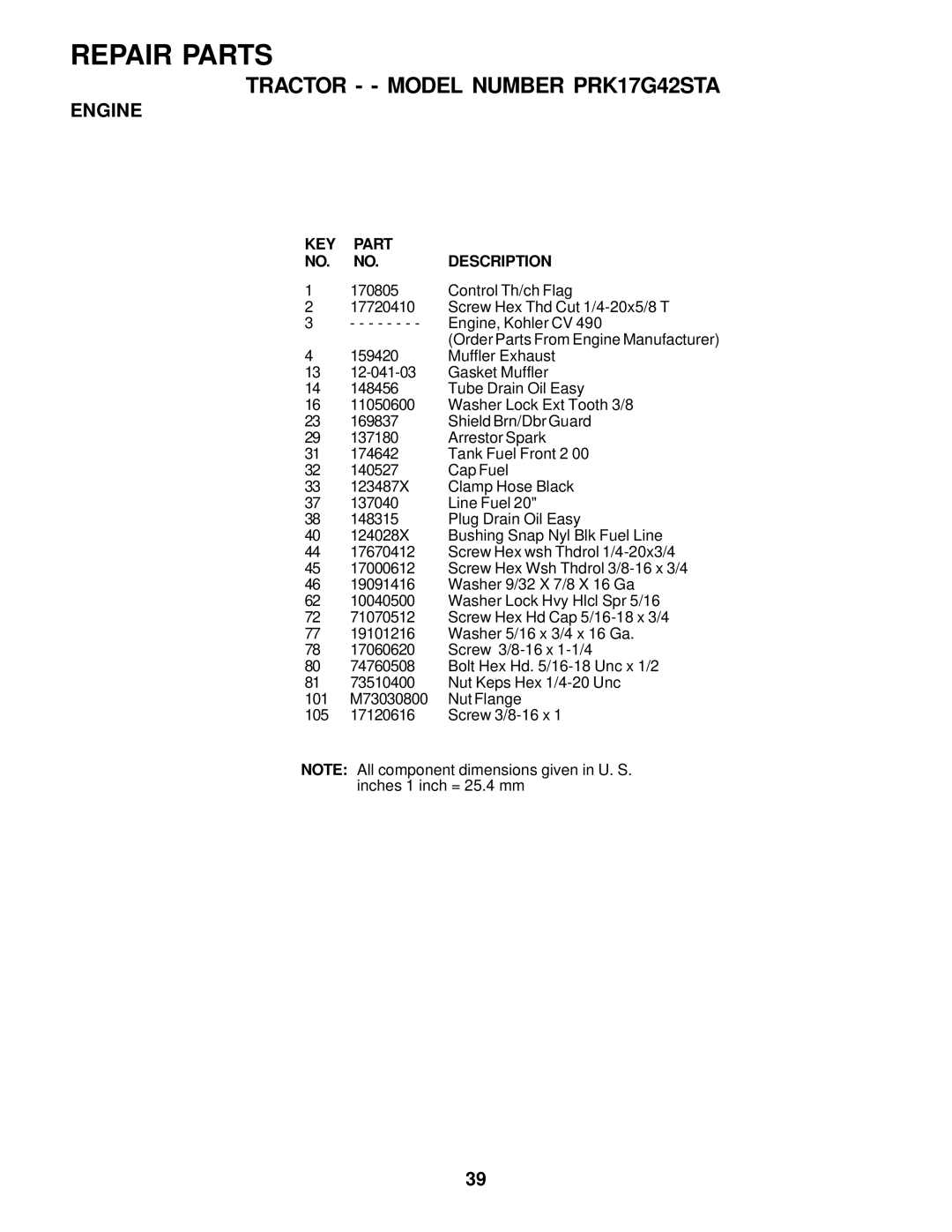 Poulan 177545 owner manual Control Th/ch Flag 