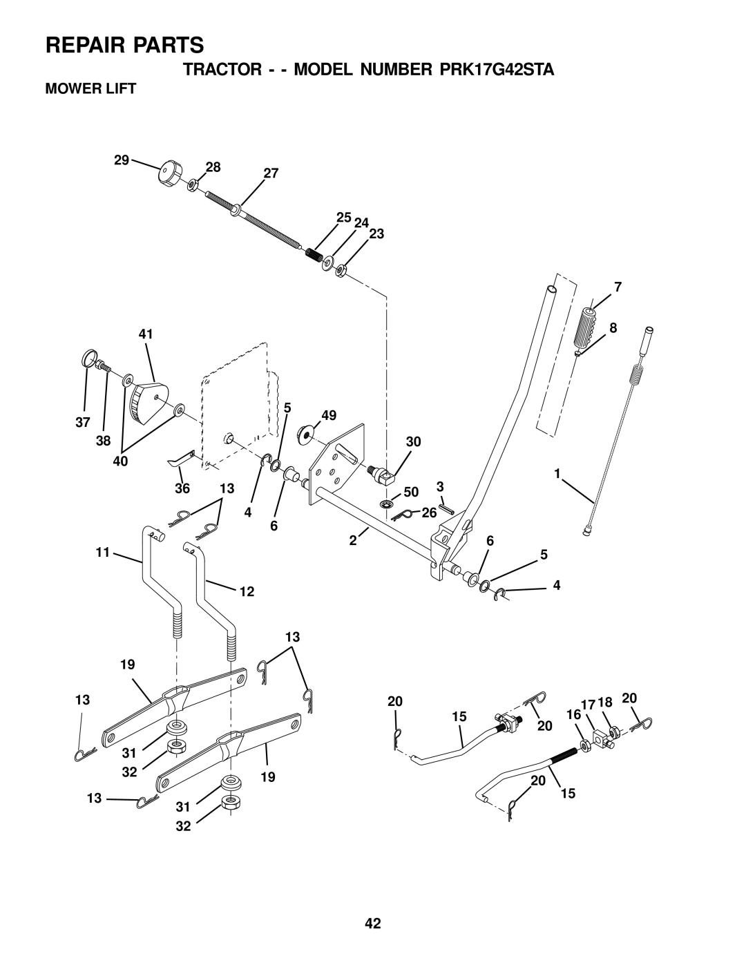 Poulan 177545 owner manual Mower Lift 