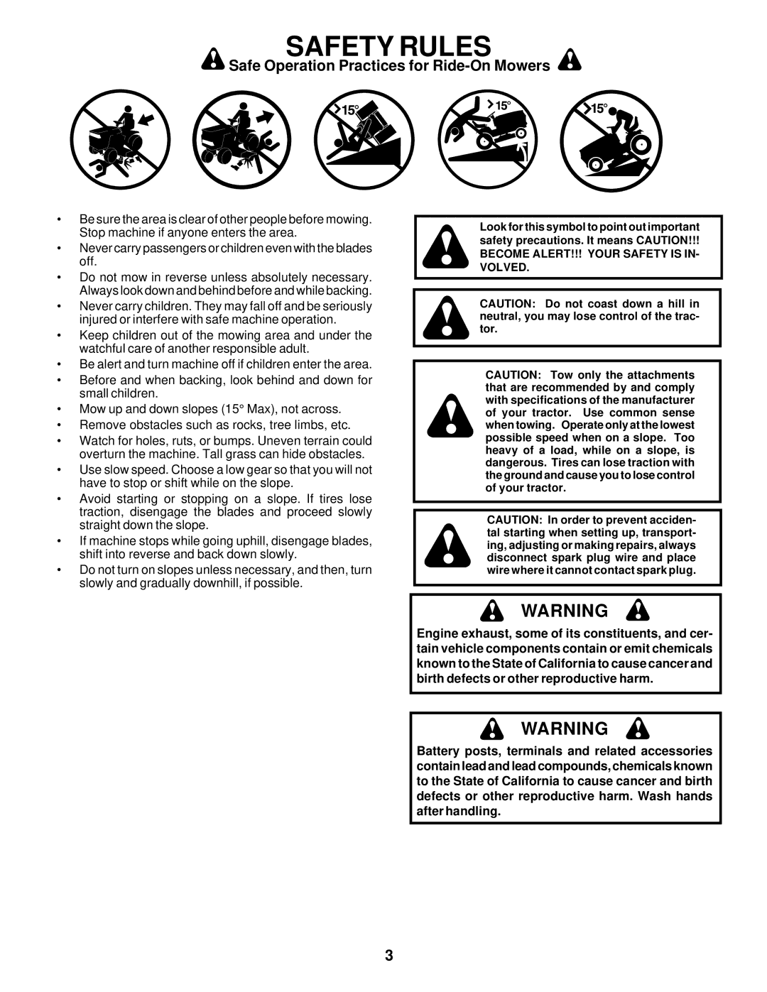 Poulan 177552 owner manual Become ALERT!!! Your Safety is IN- Volved 