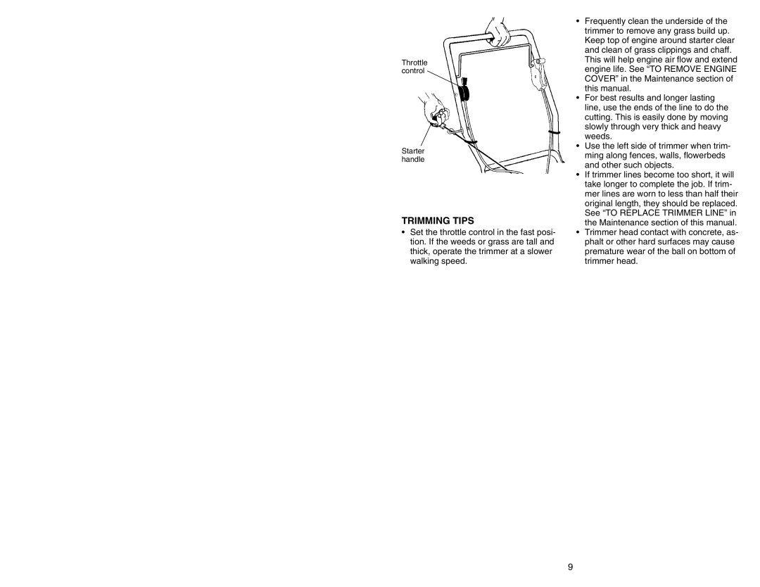 Poulan 177817 manual Trimming Tips 
