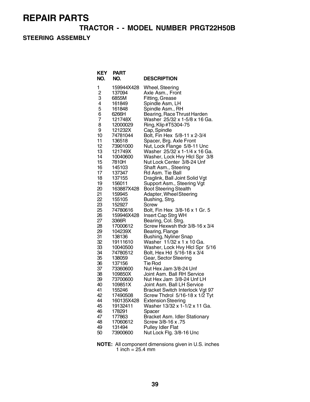 Poulan 177937 owner manual Adapter, Wheel Steering 