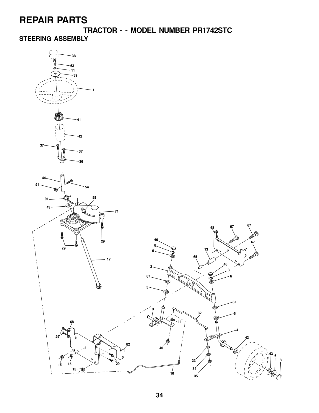 Poulan 178085 owner manual Steering Assembly 