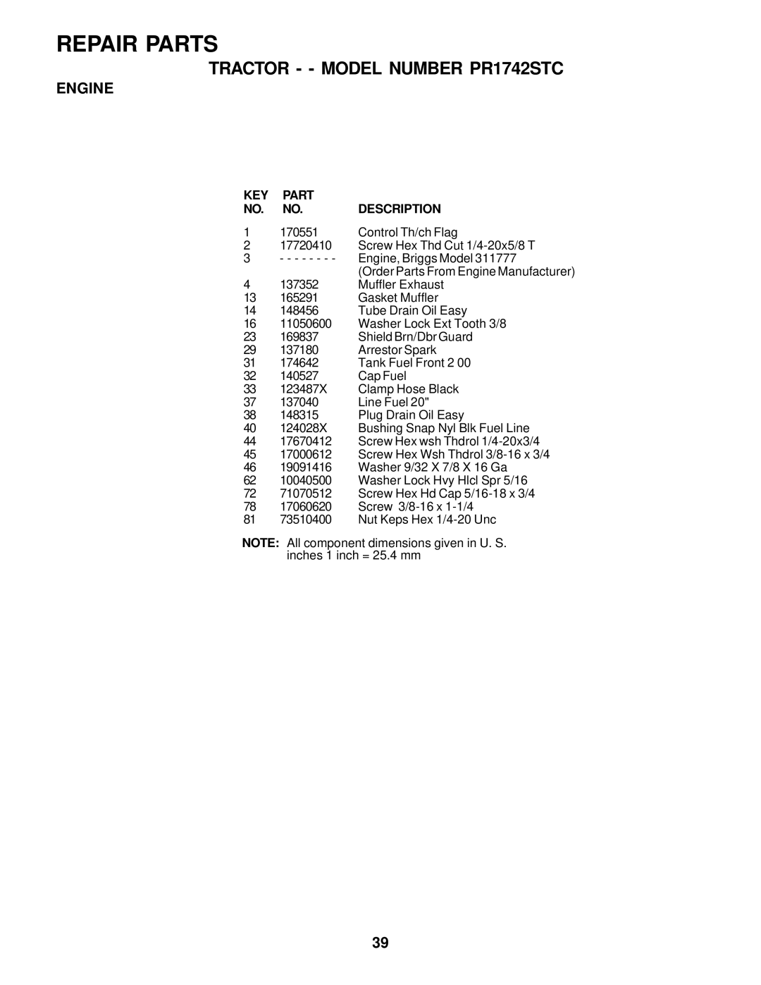 Poulan 178085 owner manual Control Th/ch Flag 