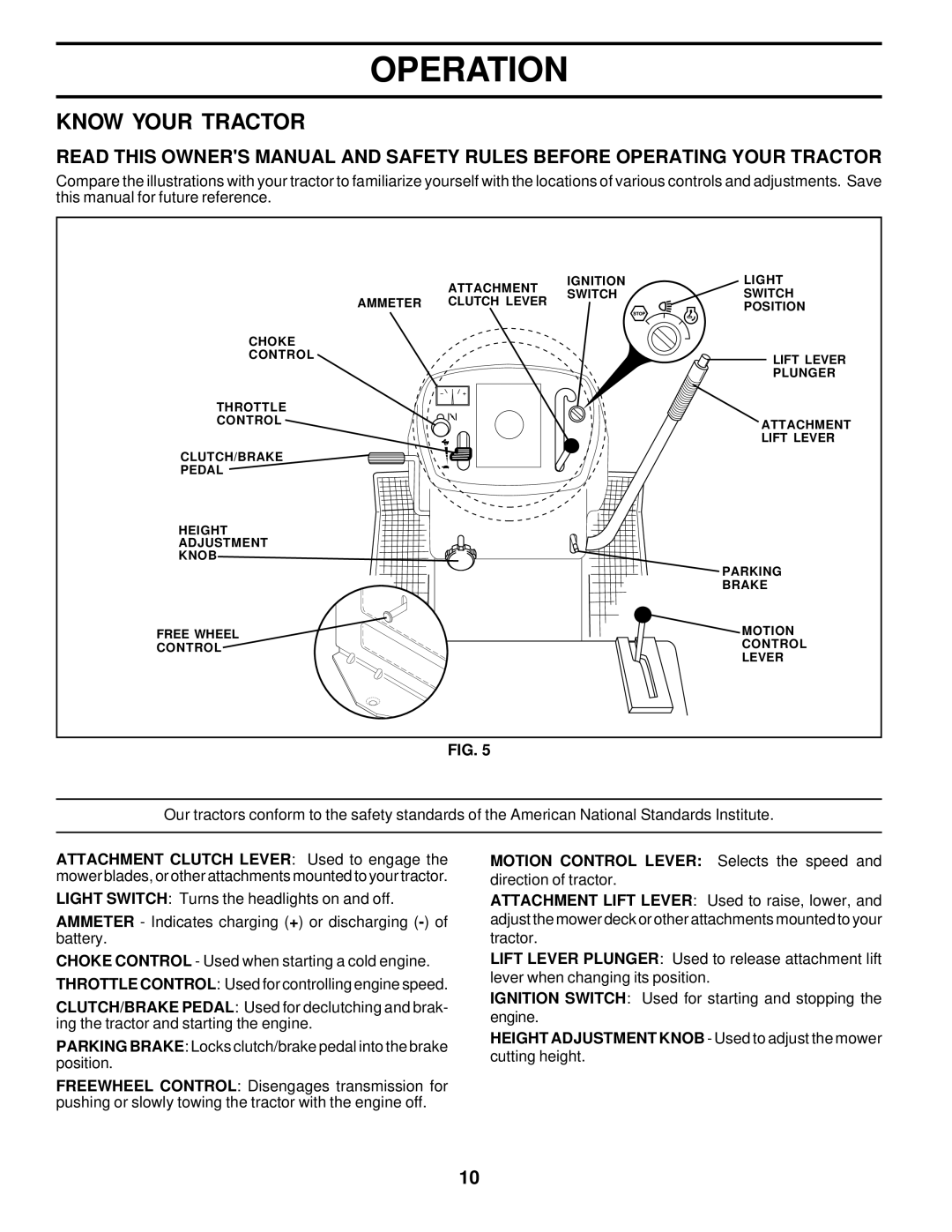 Poulan 178087 owner manual Know Your Tractor, Motion Control Lever Selects the speed 