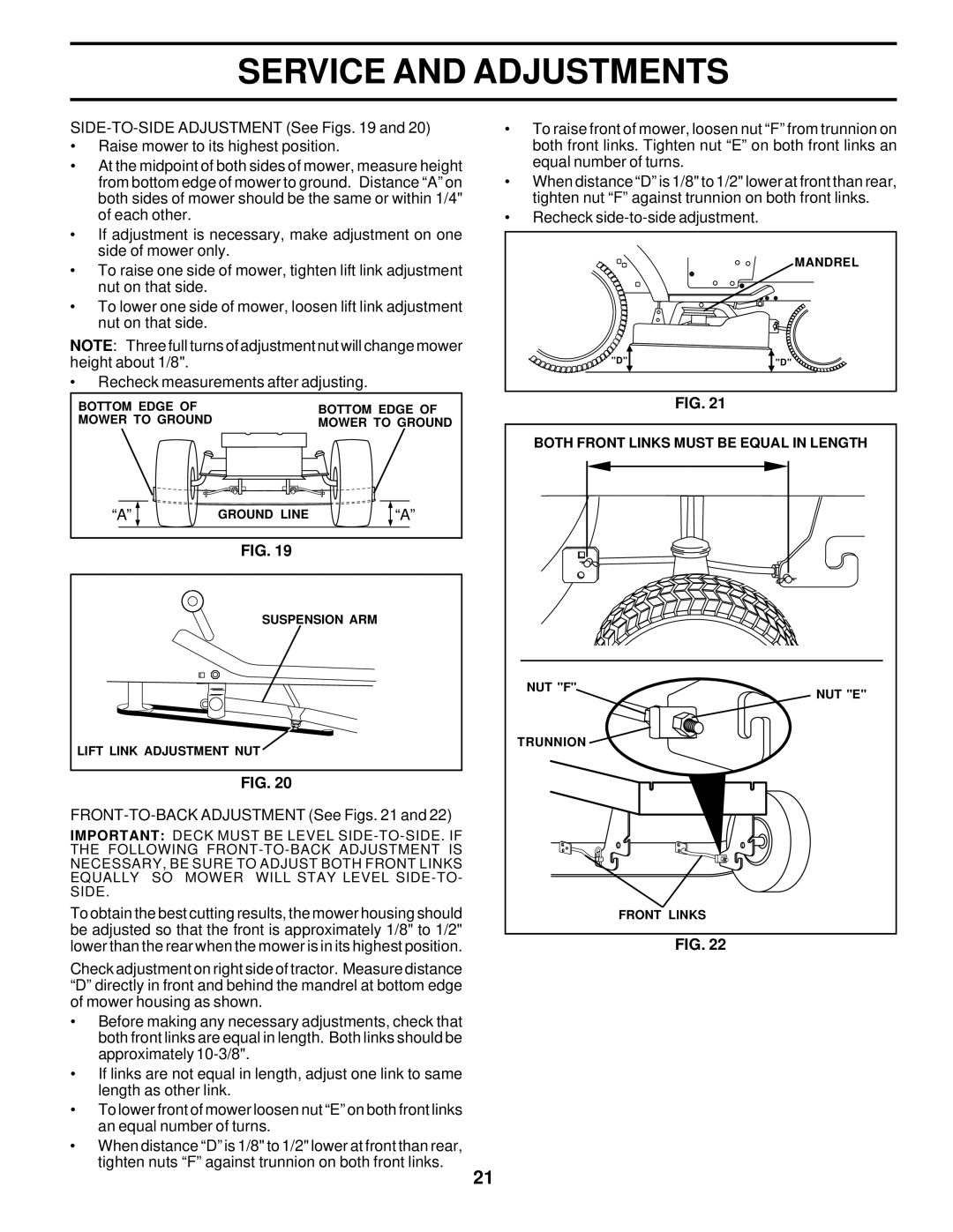 Poulan 178087 owner manual Recheck side-to-side adjustment 