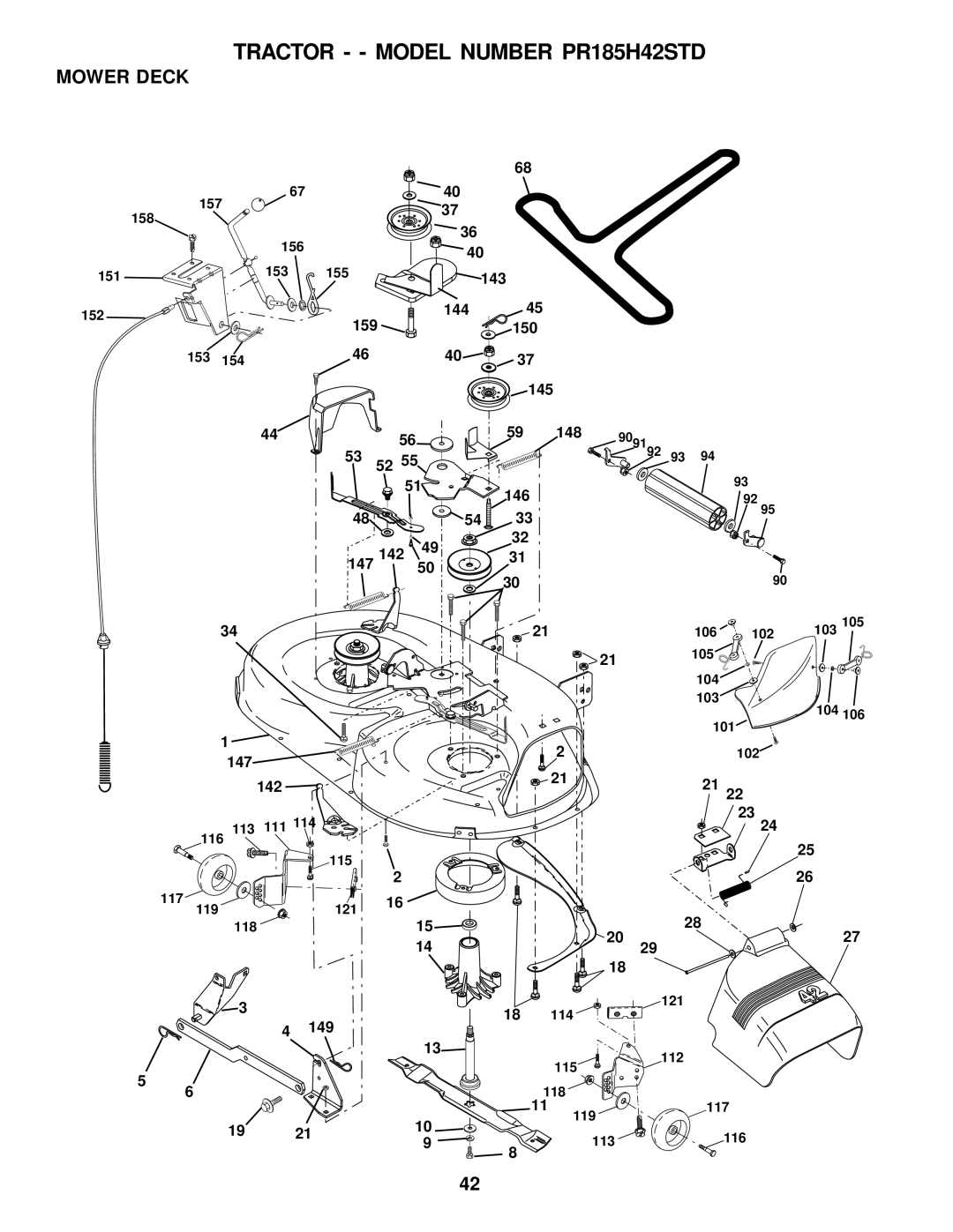 Poulan 178087 owner manual Mower Deck, 143 159 144 150 145 148, 146 142 147, 147 142, 149 