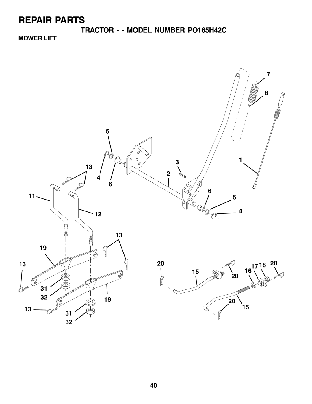 Poulan 178379 owner manual Mower Lift 