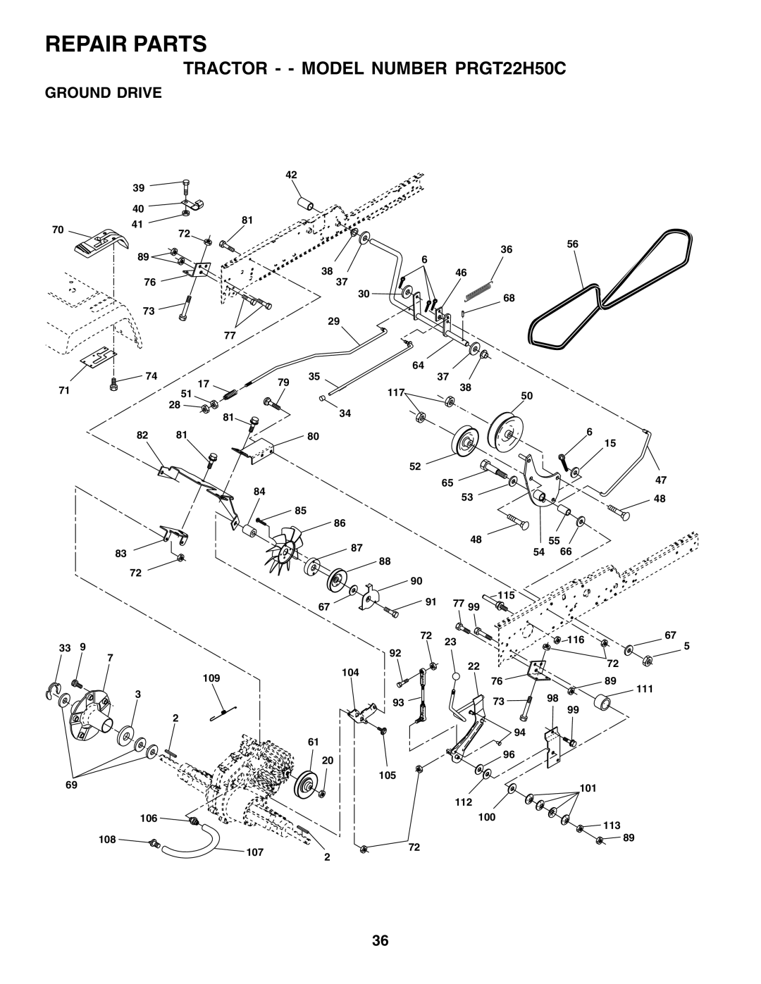 Poulan 178493 owner manual Ground Drive 