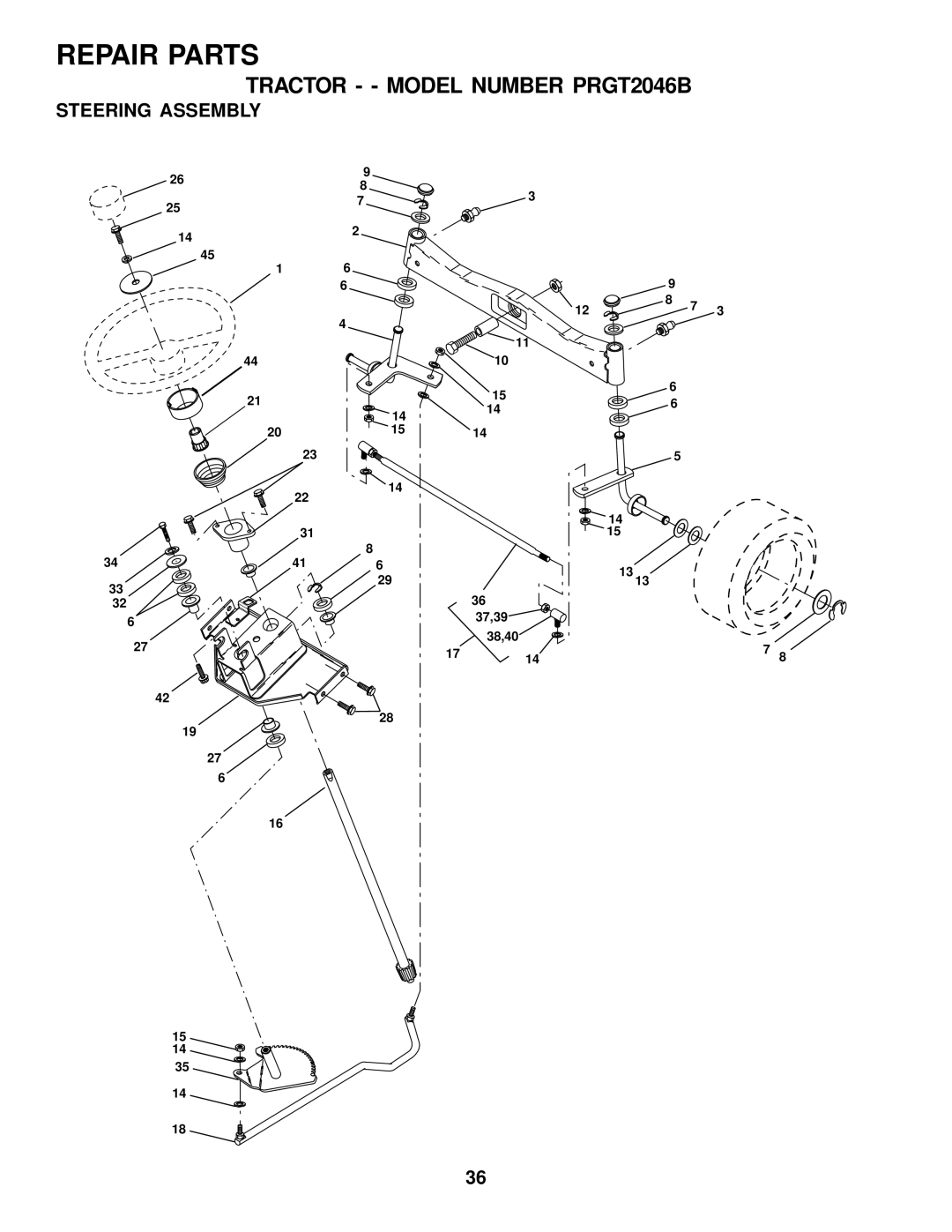 Poulan 178500 owner manual Steering Assembly 