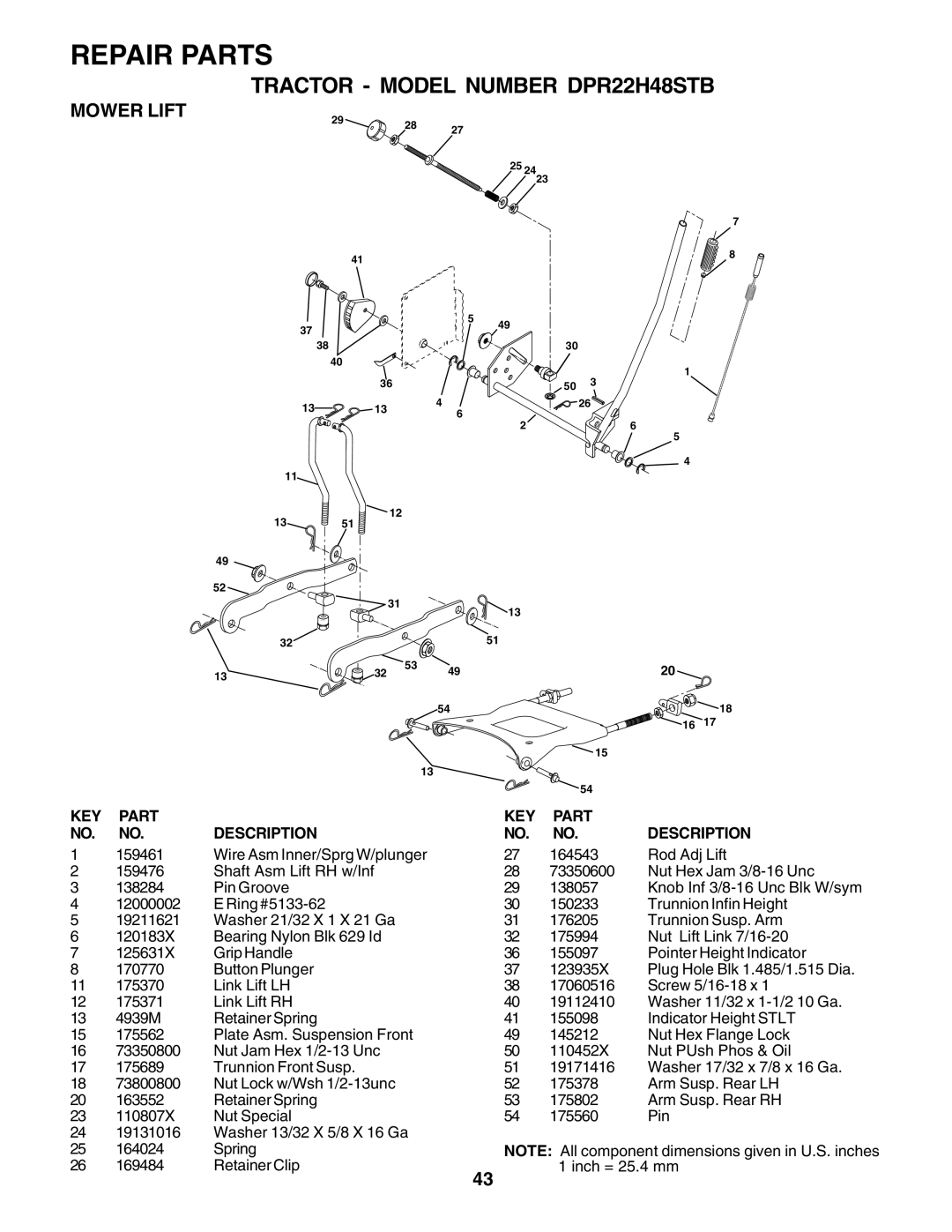 Poulan 179419 owner manual Mower Lift 