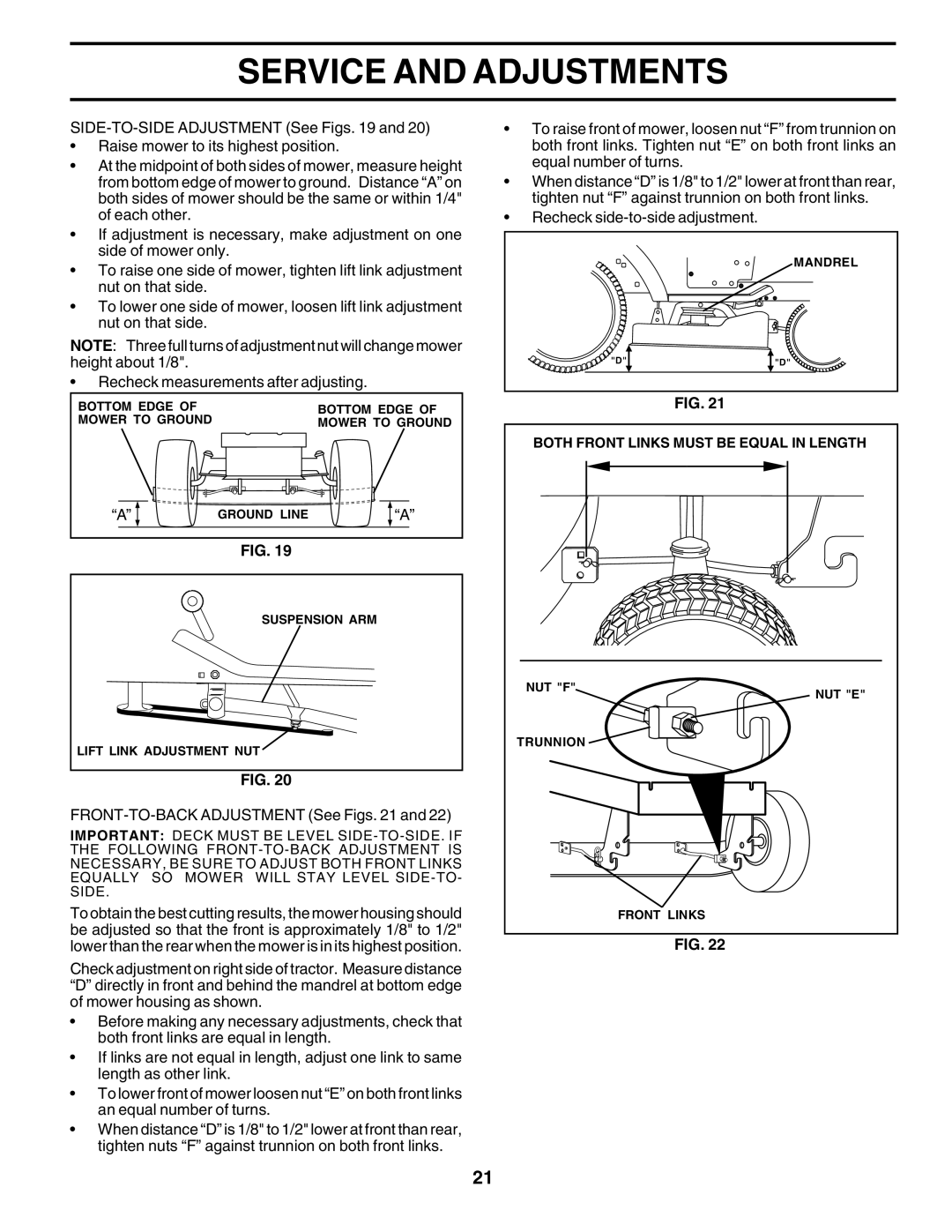 Poulan 180002 owner manual Recheck side-to-side adjustment 