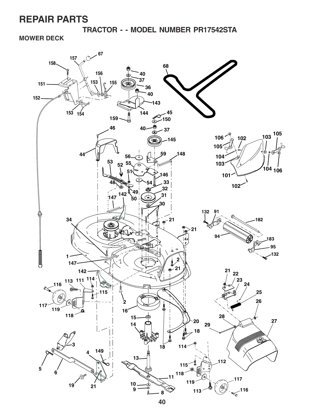 Poulan 180196 owner manual Mower Deck 