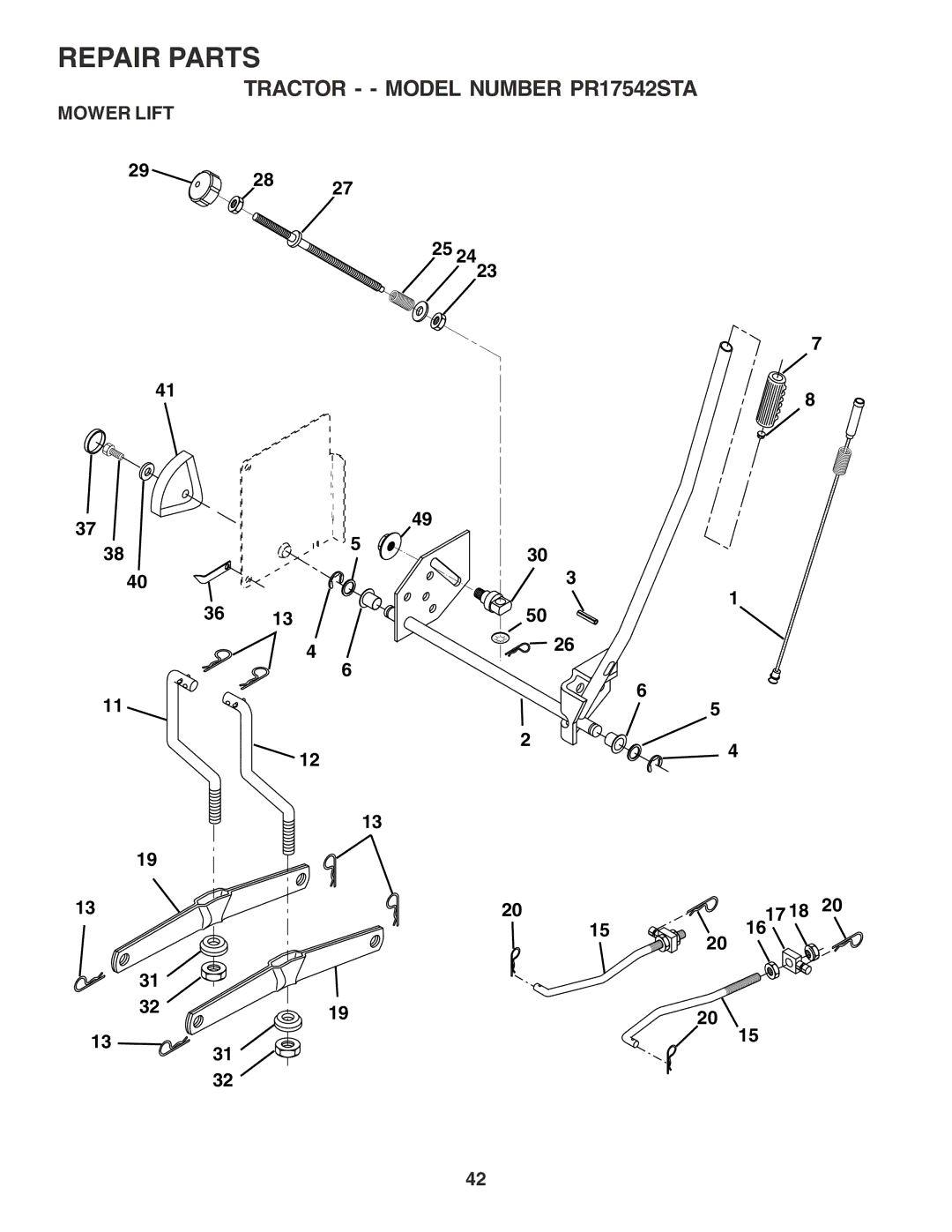 Poulan 180196 owner manual Mower Lift 