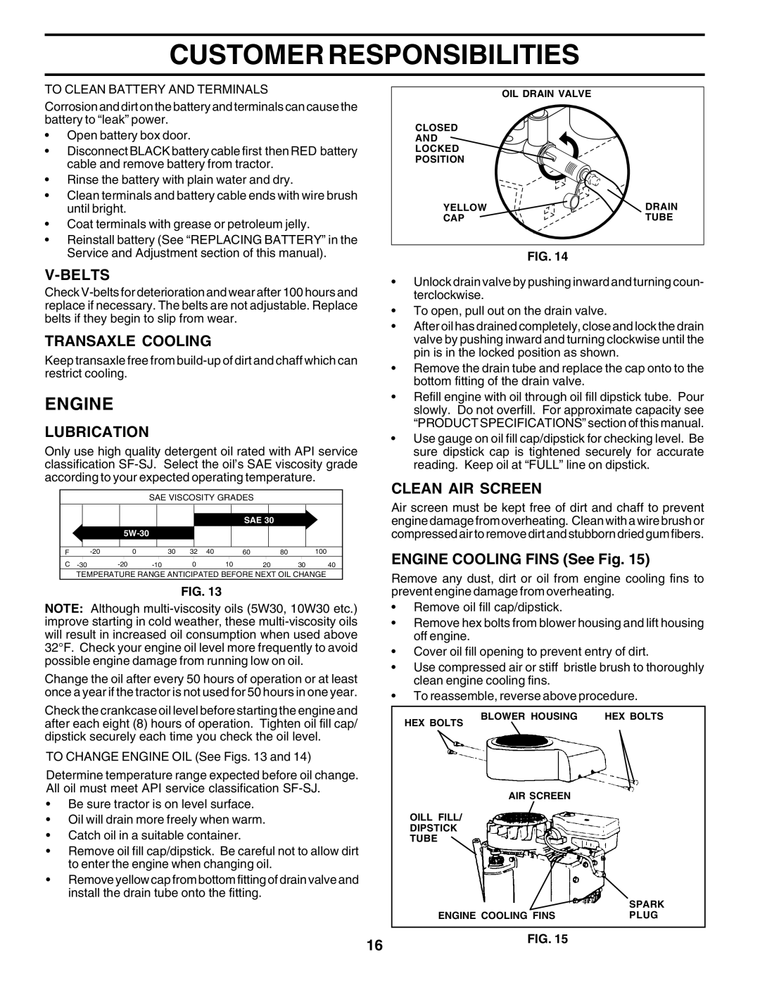 Poulan 180198 owner manual Engine, Belts, Transaxle Cooling, Lubrication, Clean AIR Screen 