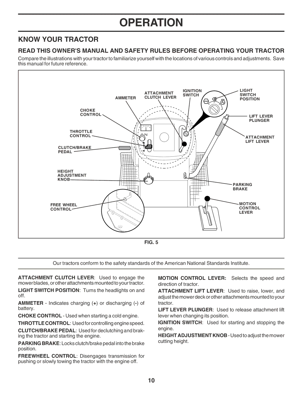 Poulan 180241 owner manual Know Your Tractor, Motion Control Lever Selects the speed 