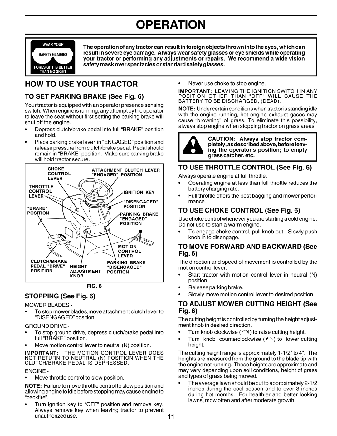 Poulan 180241 owner manual HOW to USE Your Tractor 