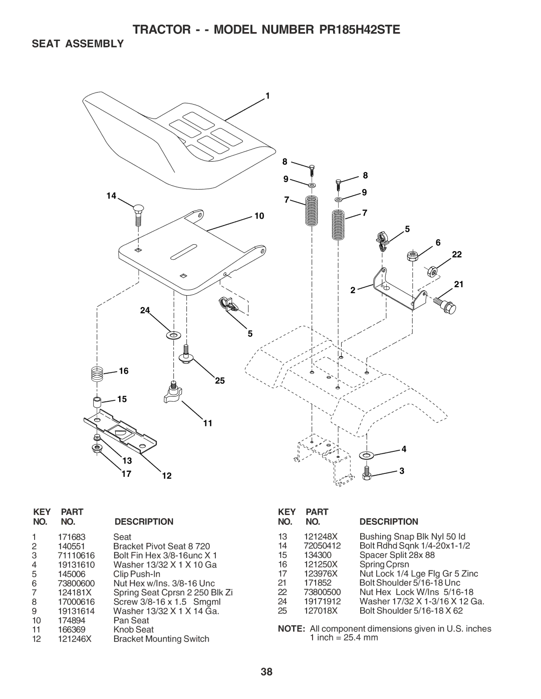 Poulan 180241 owner manual Seat Assembly 