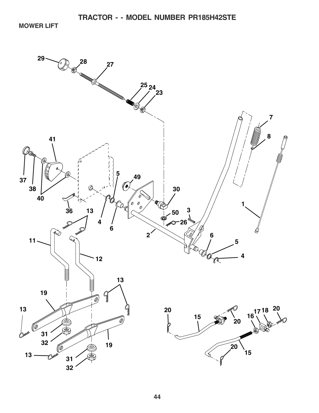 Poulan 180241 owner manual Mower Lift 