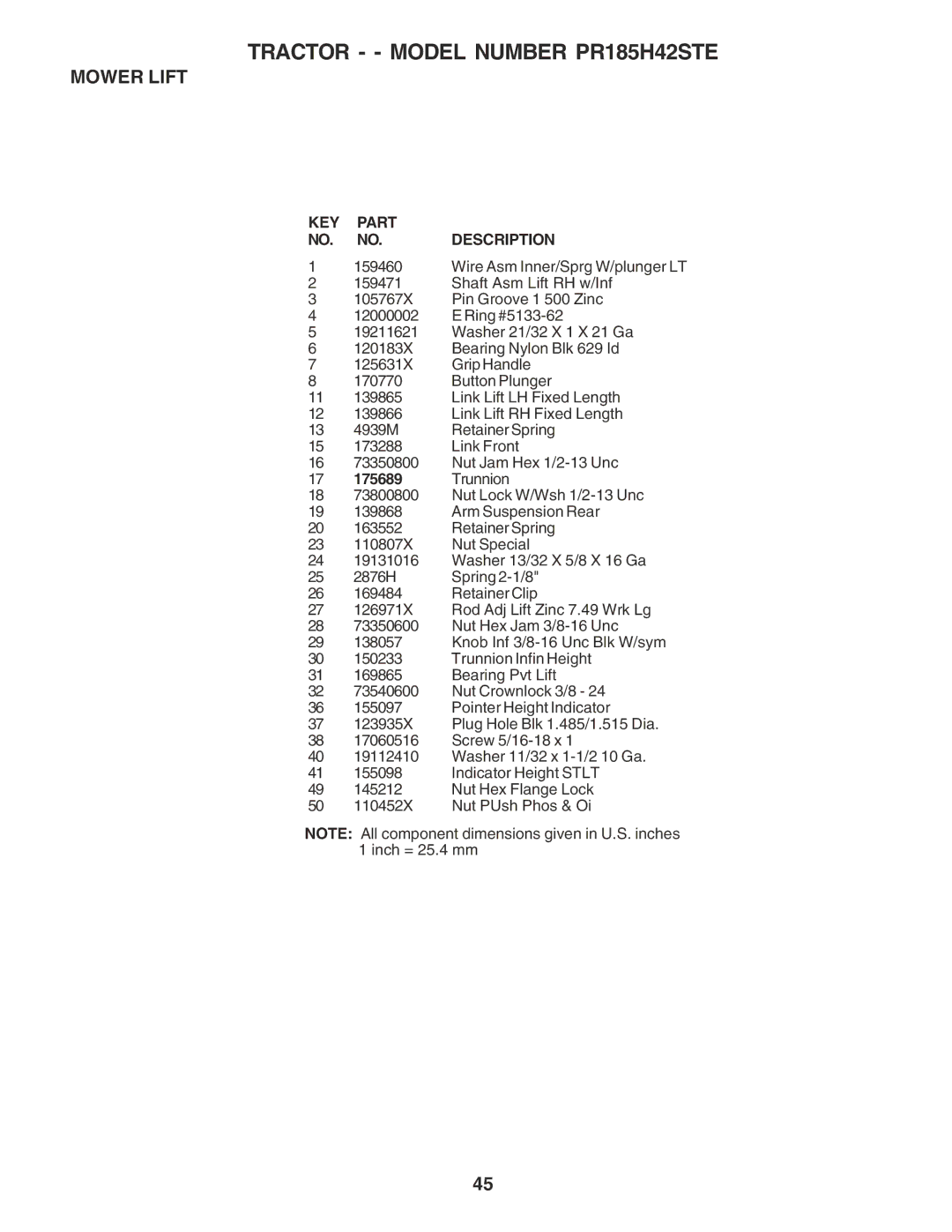 Poulan 180241 owner manual Wire Asm Inner/Sprg W/plunger LT 