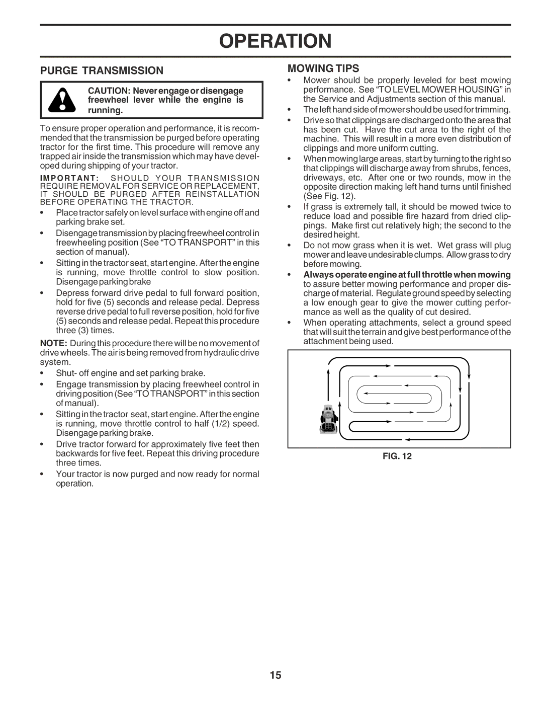 Poulan 180278 owner manual Purge Transmission, Mowing Tips 