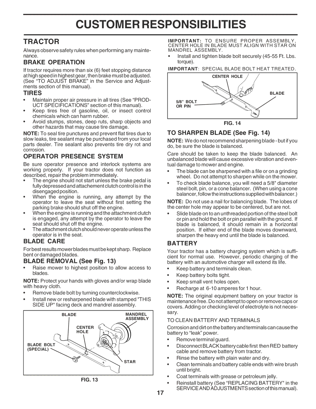 Poulan 180278 owner manual Tractor 