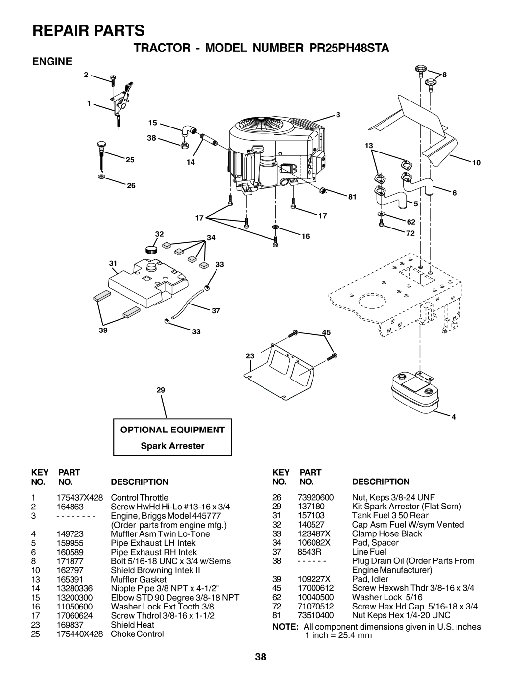 Poulan 180278 owner manual Engine 