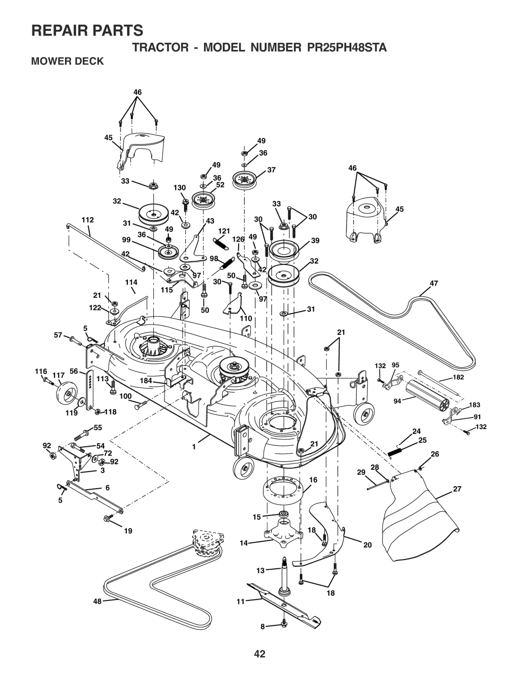 Poulan 180278 owner manual Mower Deck 