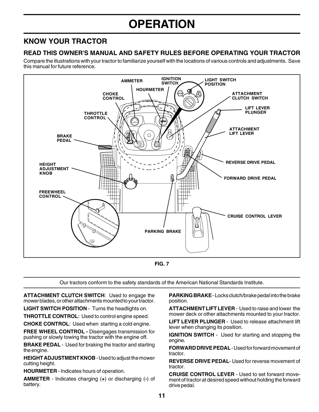 Poulan 180278 owner manual Know Your Tractor, Operation 