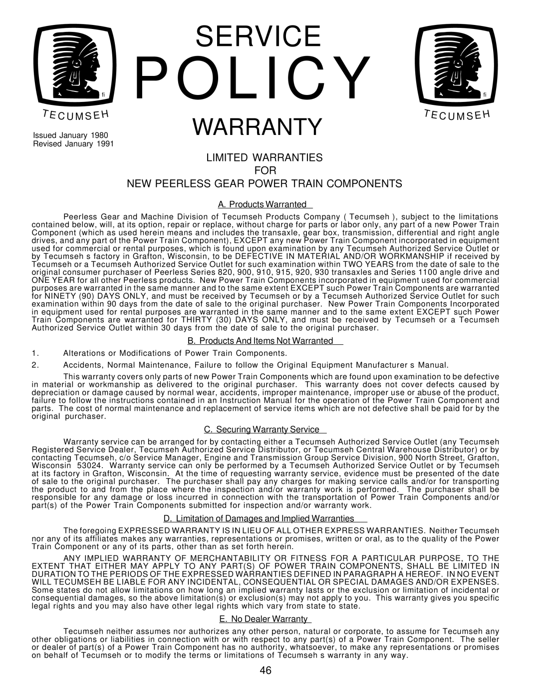 Poulan 181223 manual Policy 