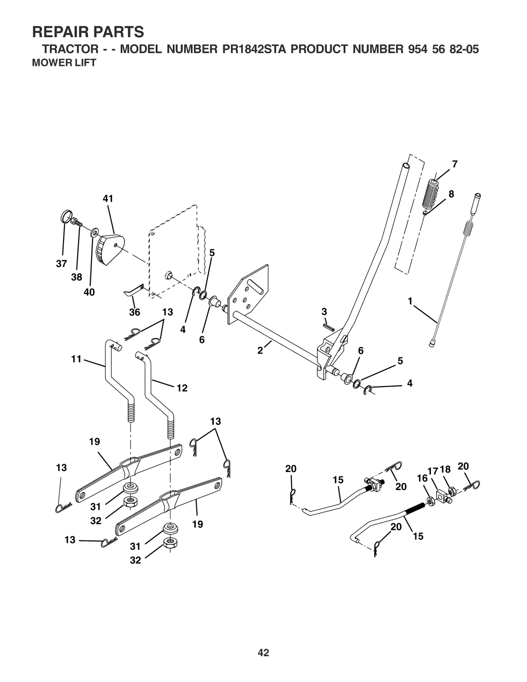 Poulan 181347 owner manual Mower Lift 