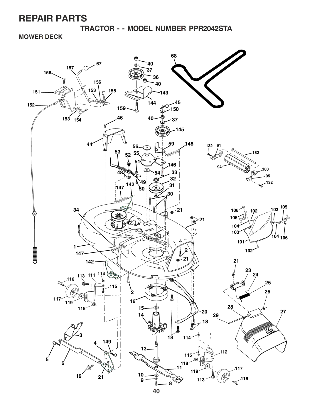 Poulan 181377 owner manual Mower Deck 