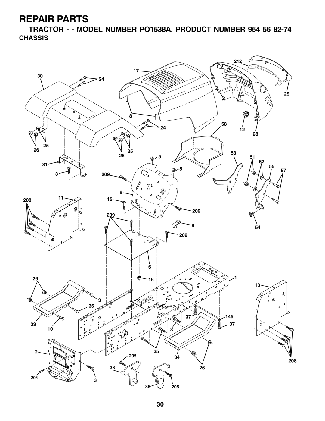 Poulan 181537 manual Chassis 