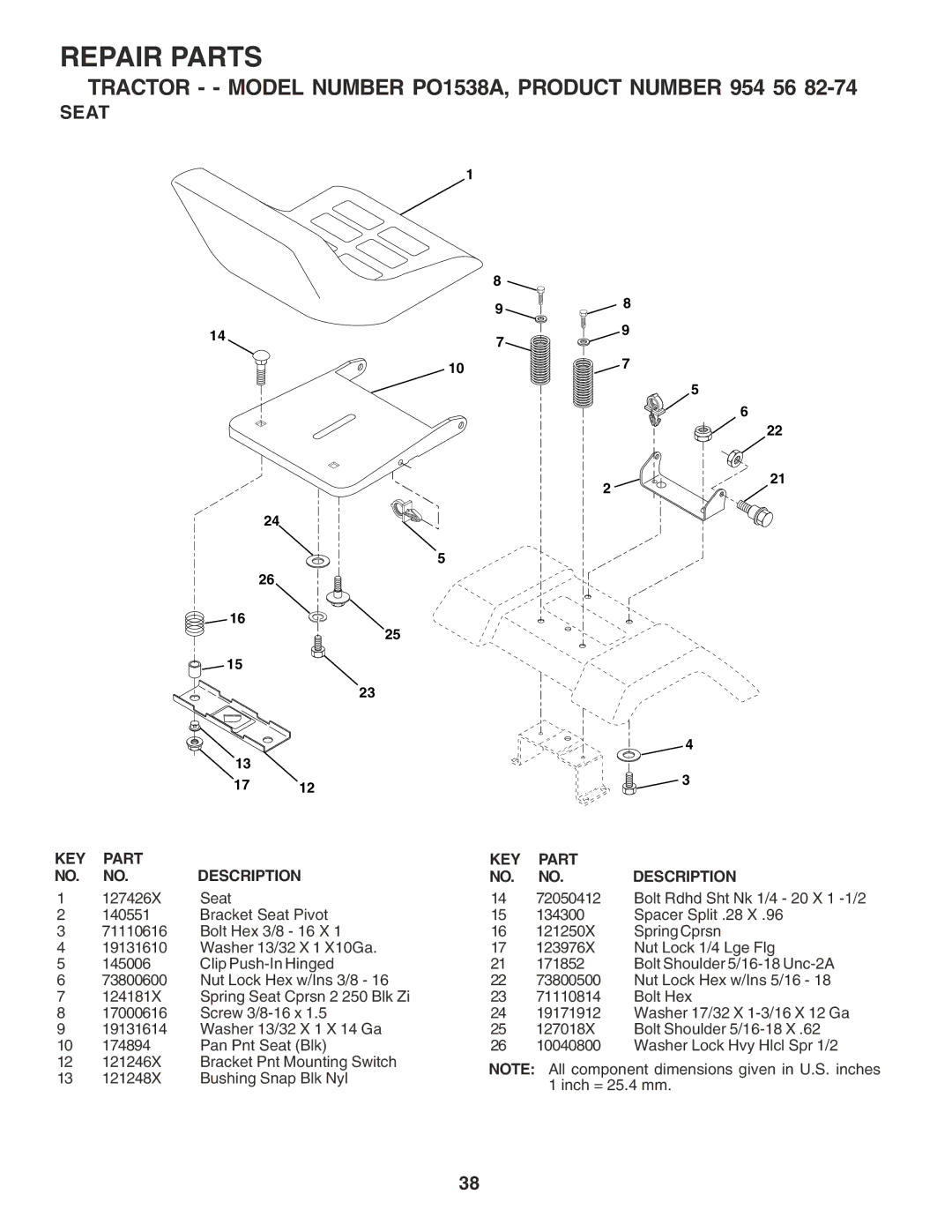 Poulan 181537 manual Seat 